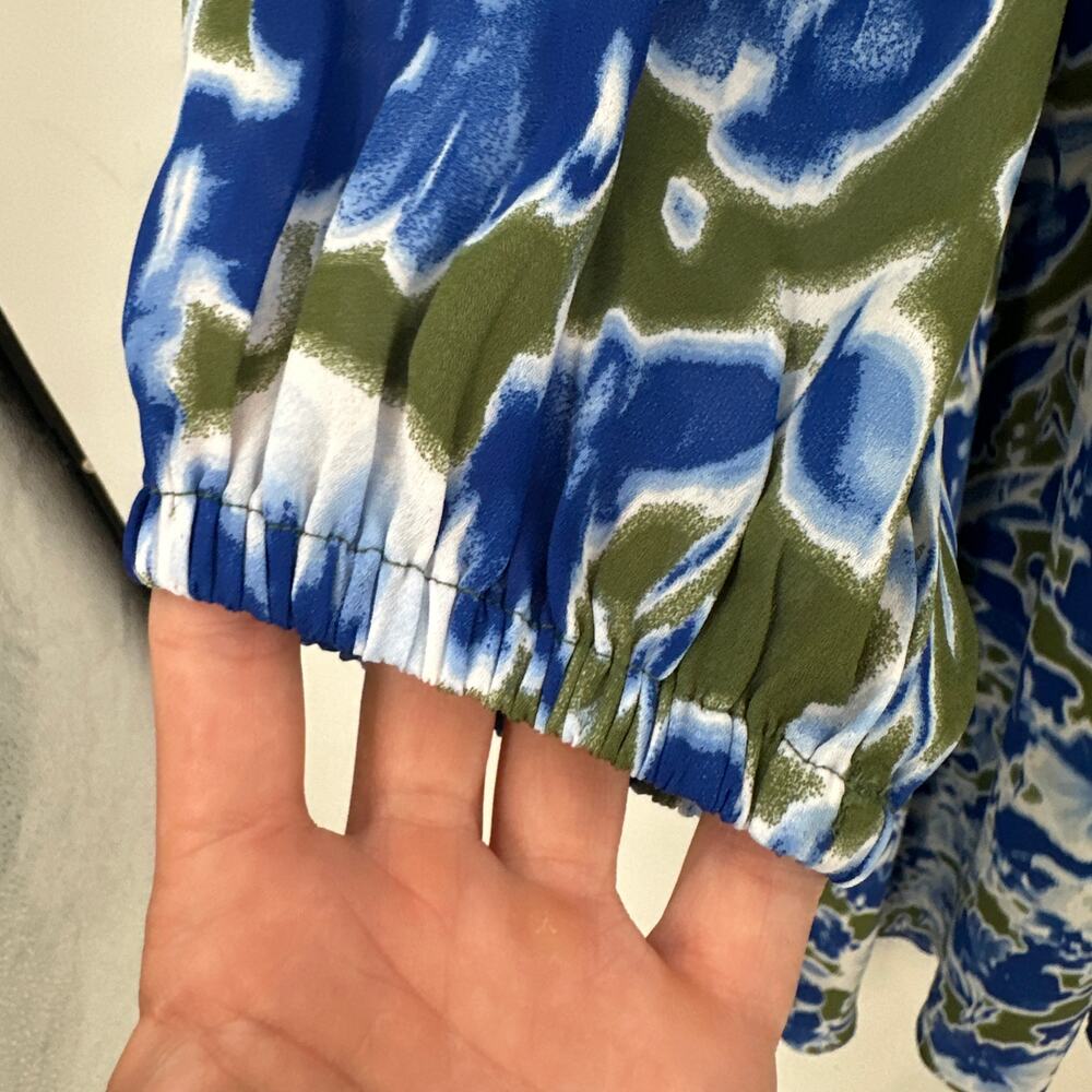 LANE BRYANT NWT Smocked Neck Waist Blue Green Midi Dress // 24 - Picture 11 of 15
